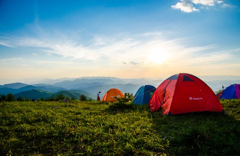 Alpine tent twin sharing at campsite